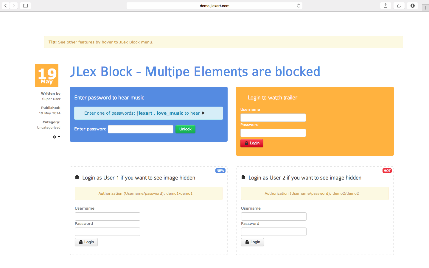 Jlex Block - Joomla Extension