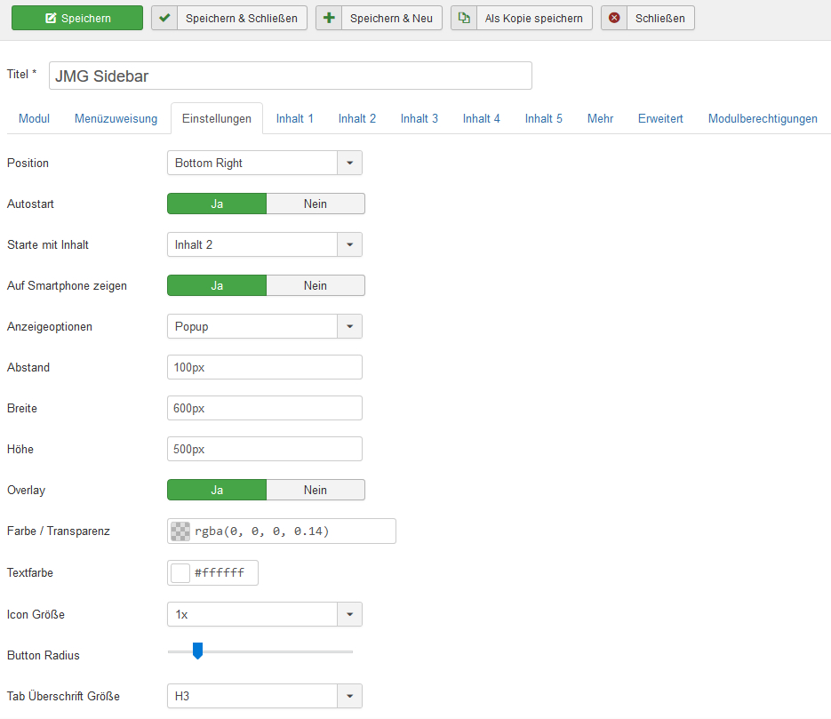 Jmg Sidebar - Joomla Extension