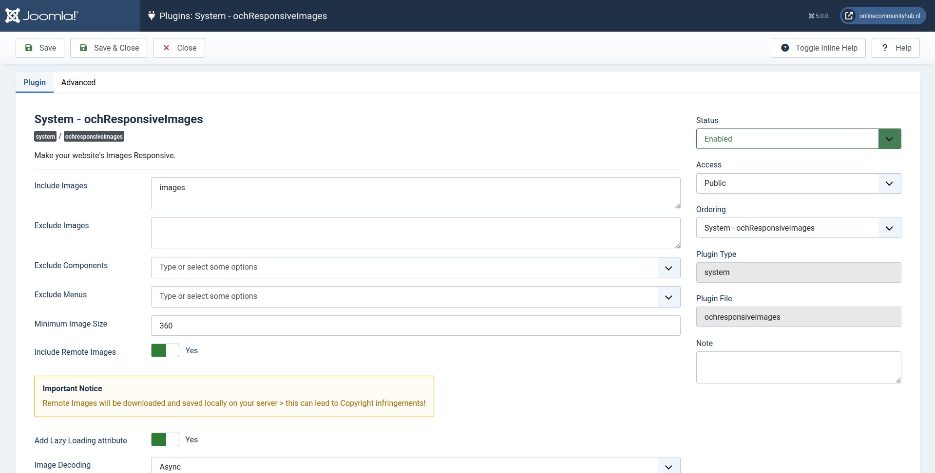 Ochresponsiveimages - Joomla Extension