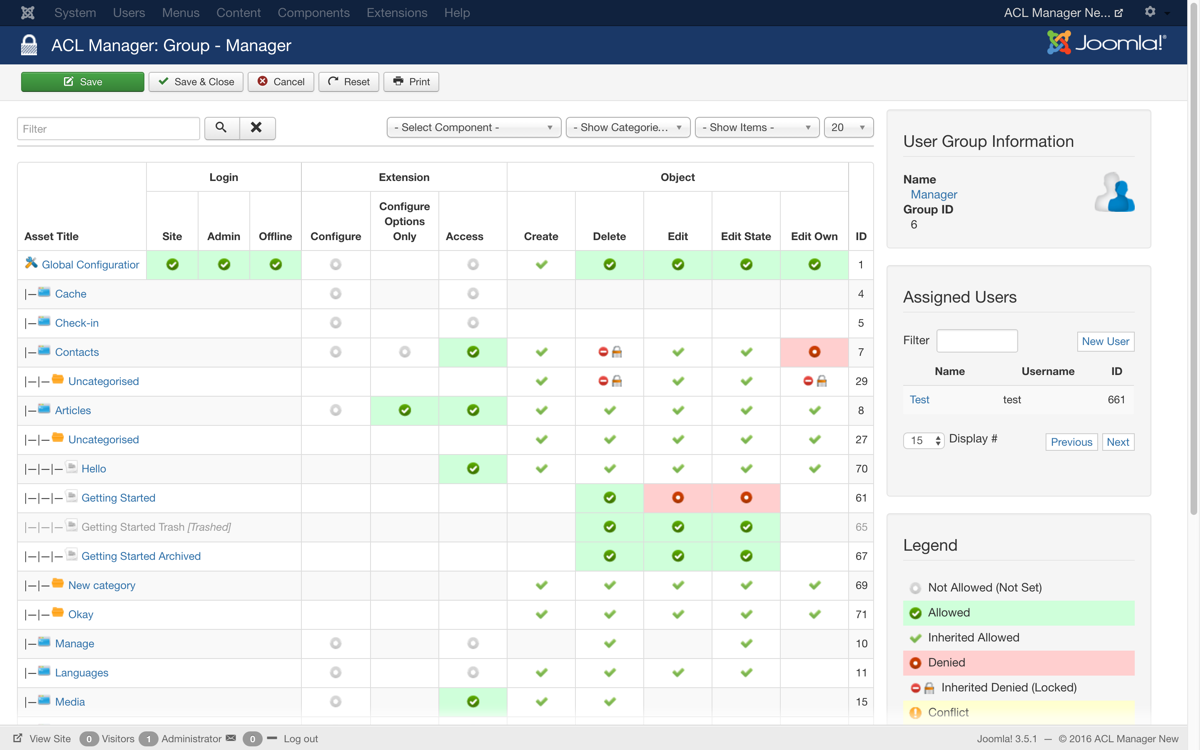 PWT ACL Manager - Joomla Extension