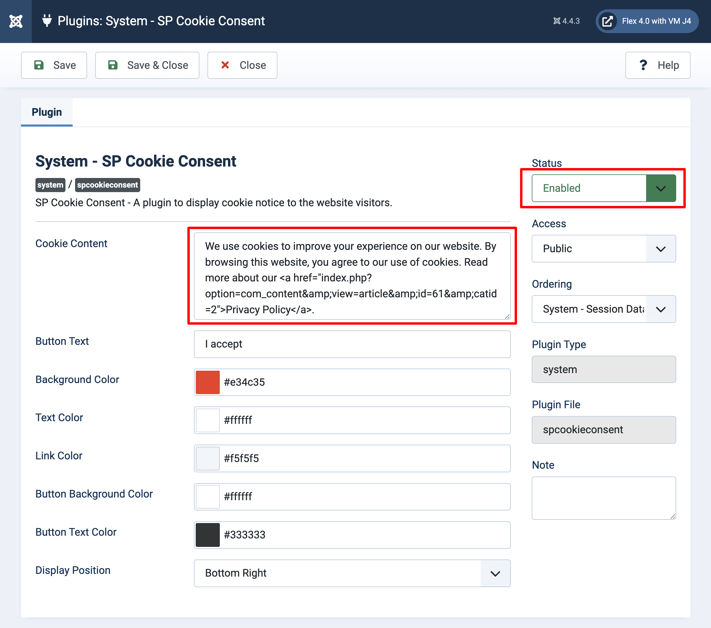 SP Cookie Consent - Joomla Extension