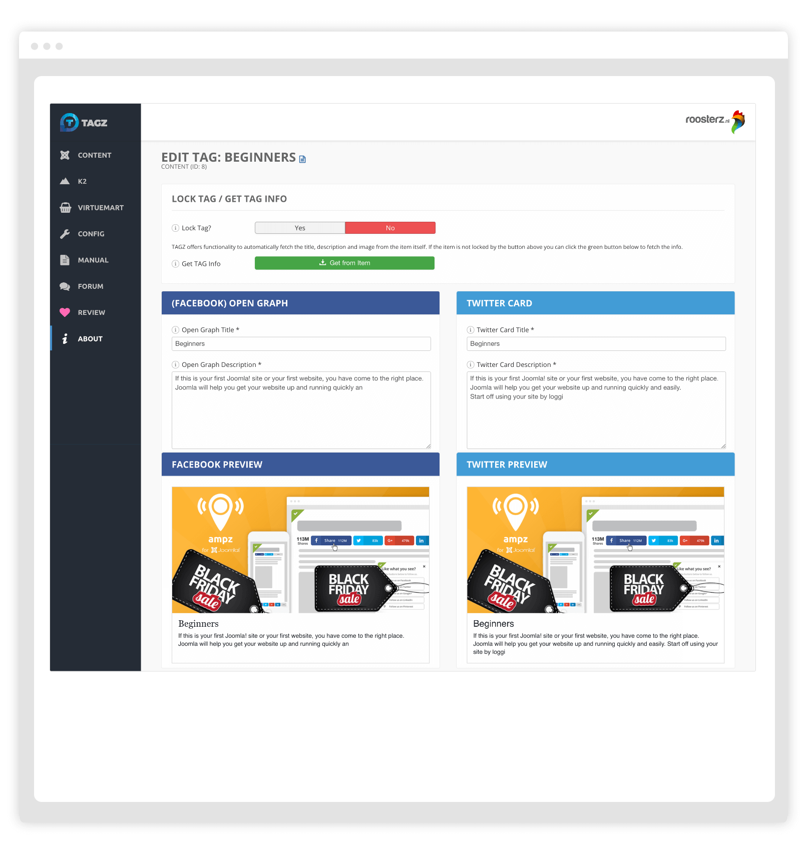 Tagz Open Graph - Joomla Extension