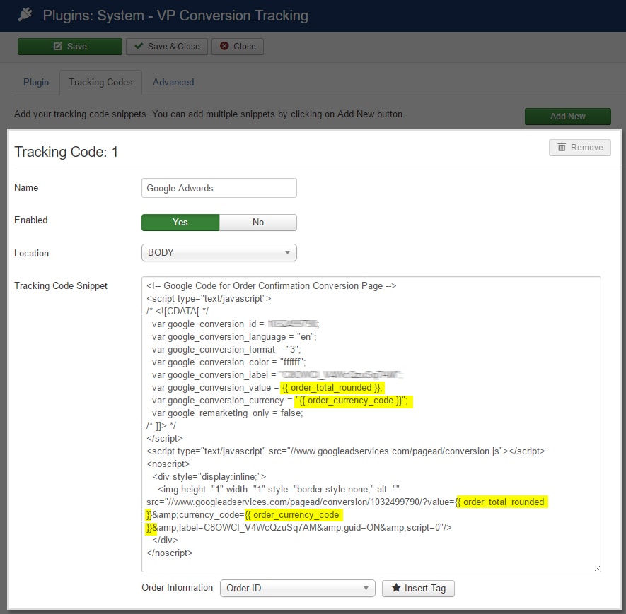 Vp Conversion Tracking For Virtuemart - Joomla Extension