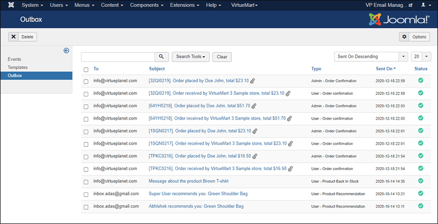 Vp Email Manager - Joomla Extension