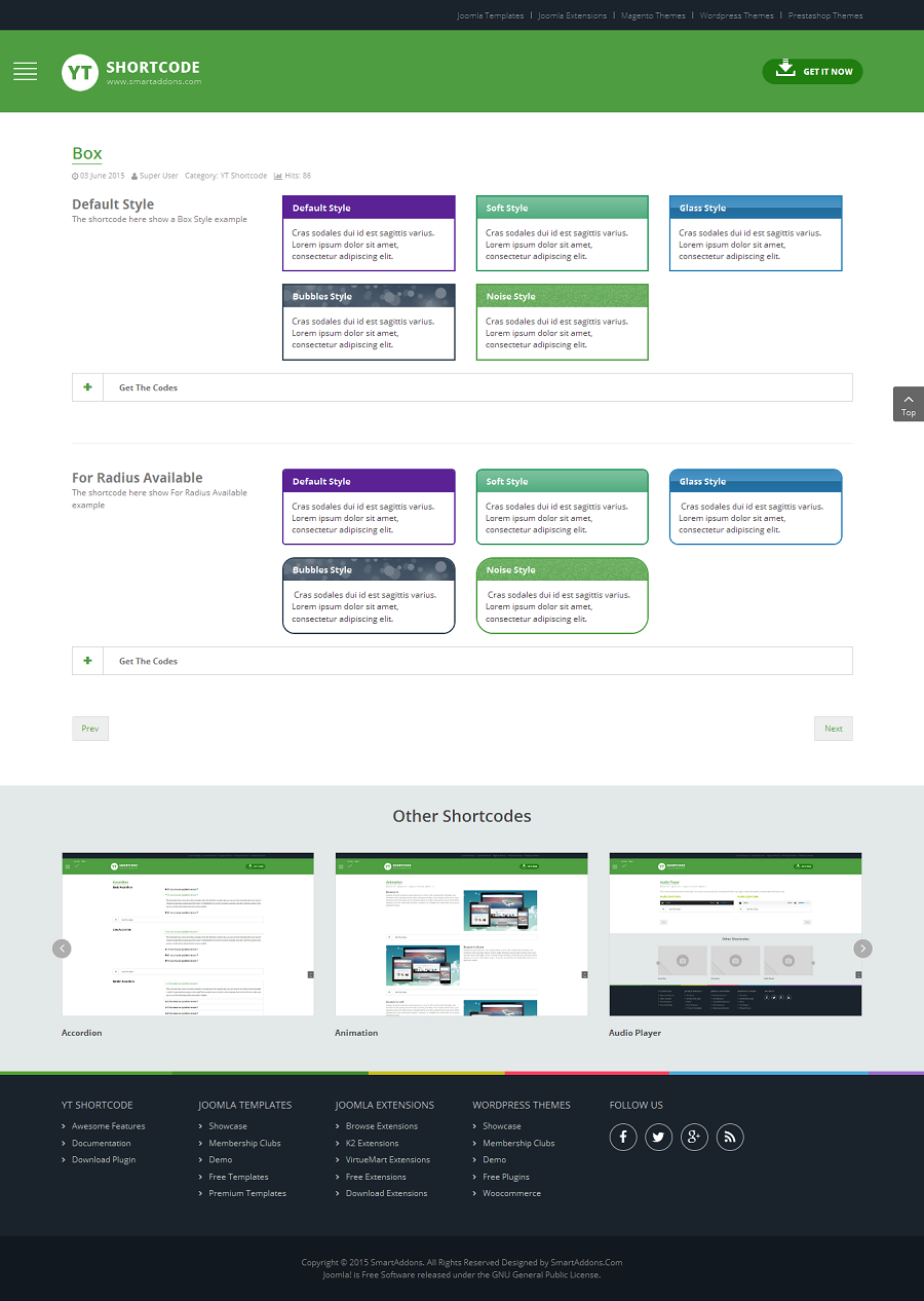 Yt Shortcode - Joomla Extension