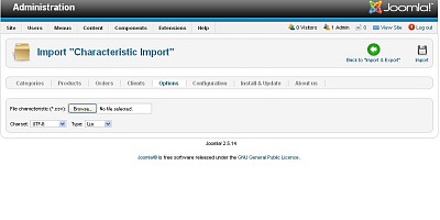 Characteristic Import for JoomShopping - Joomla Extension