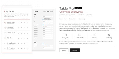 Table Pro for YOOtheme Pro - Joomla Extension