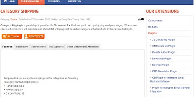 Category Shipping Joomla Extension