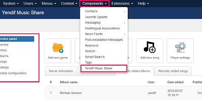 Yendif Music Share Joomla Extension