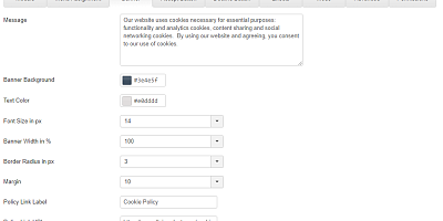 Dismiss Cookie Bar Ii Joomla Extension