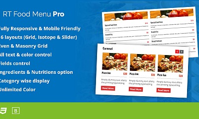 RT Food Menu Pro - Joomla Extension