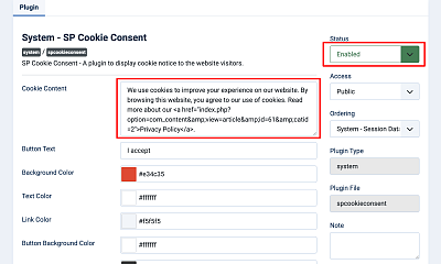 SP Cookie Consent - Joomla Extension
