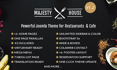 Theme Forest Majesty Multi-cuisine - Joomla Templatesplaza