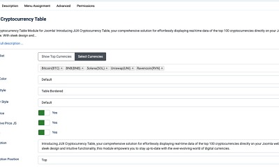 Jux Cryptocurrency Table Joomla Extension