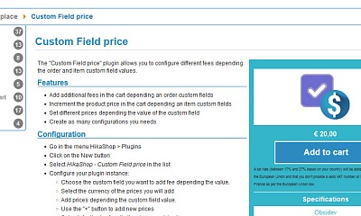 Hikashop Custom Field Price Joomla Extension