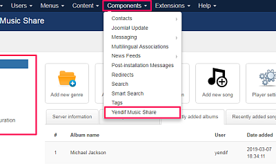 Yendif Music Share Joomla Extension