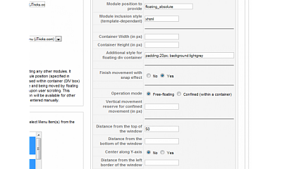 Absolute Floating Menu Joomla Extension